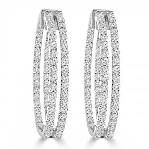 5.26 ct ttw Ladies Round Cut Diamond Inside Outside Hoop Earrings